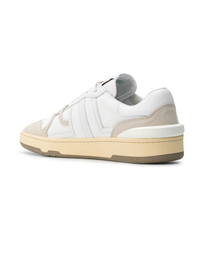 Shop Lanvin White Leather And Mesh Sneakers In Bianco