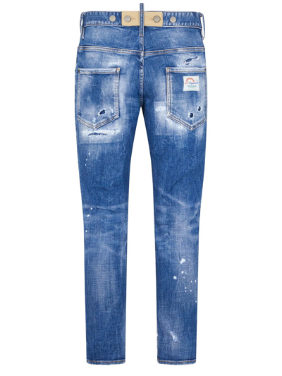 Shop Dsquared2 Medium Mended Rips Wash Skater Jeans In Blu