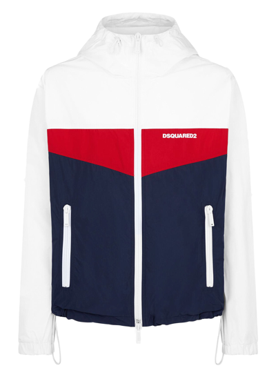 Dsquared2 Red/white/blue Shell Windproof Jacket In Bianco