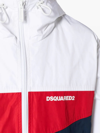 Shop Dsquared2 White And Blue Windproof Jacket In Bianco