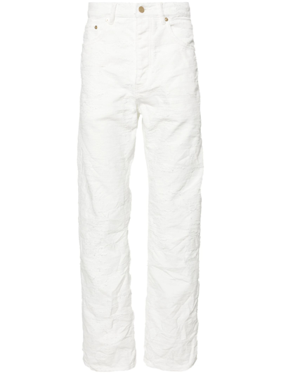 Shop Purple Brand P011 Distressed Straight Jeans In Bianco