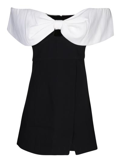 Shop Self-portrait Bow Black/white Dress