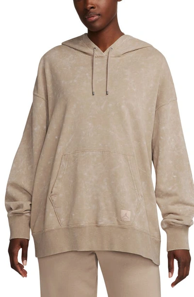 Shop Jordan Flight Fleece Washed Hoodie In Legend Medium Brown/ Desert