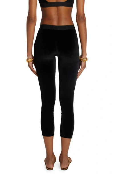 Tom Ford Stretch Lustrous Velour Signature Leggings Trousers Black In Black