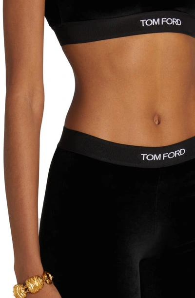 Shop Tom Ford Signature Velour Crop Leggings In Black