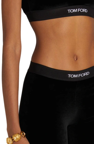 Tom Ford Stretch Lustrous Velour Signature Leggings Trousers Black In Black