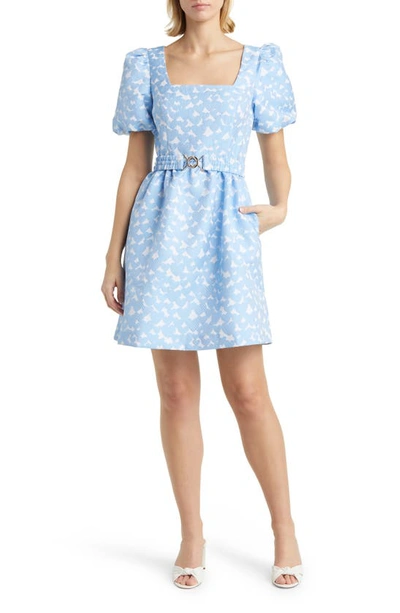 Shop Lilly Pulitzer Kasslyn Belted Heart Jacquard Fit & Flare Dress In Blue All Heart Jacquard