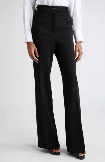 Shop Dolce & Gabbana Knit Flare Leg Trousers In N0000nero