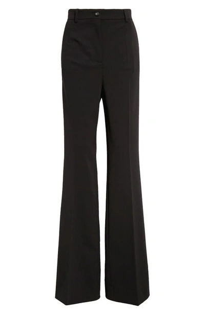 Shop Dolce & Gabbana Knit Flare Leg Trousers In N0000nero