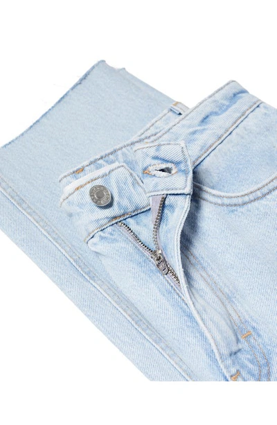 Shop Mango Raw Hem High Waist Straight Leg Jeans In Open Blue