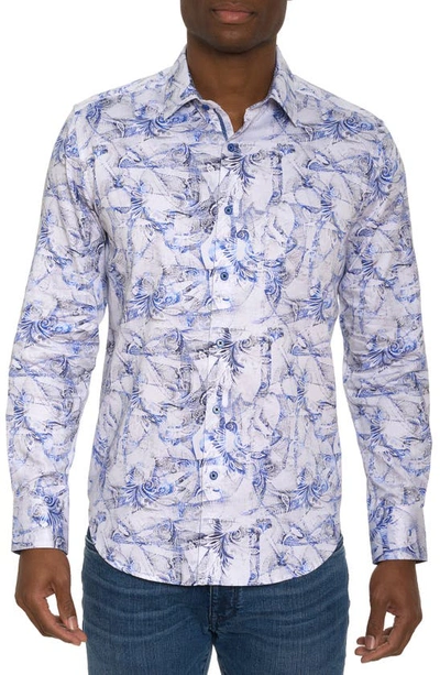 Shop Robert Graham Dimaro Paisley Stretch Button-up Shirt In Blue Multi