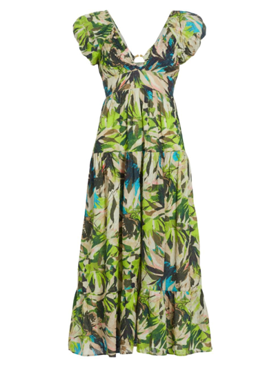 Shop Love The Label Women's Jane Floral Cotton Midi Dress In Pirouette Print