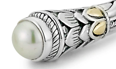 Samuel B. Sterling Silver & 18k Gold 5.5–6mm Freshwater Pearl Hinged Bangle Bracelet In White