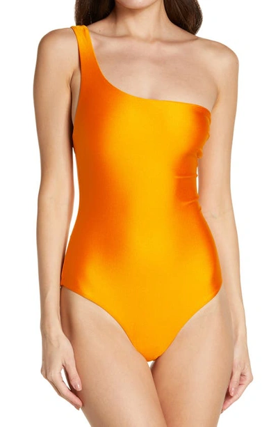 Shop Jade Swim Apex One-shoulder One-piece Swimsuit In Sunset Sheen