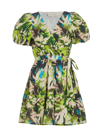 Shop Love The Label Women's Ana Cotton-blend Wrap Minidress In Pirouette Print