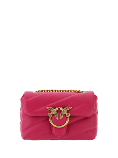 Shop Pinko Love Baby Shoulder Bag In Pink -antique Gold