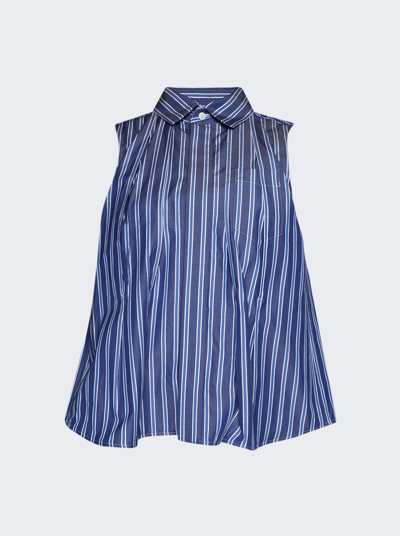 Shop Sacai Sleeveless Poplin Shirt In Blue