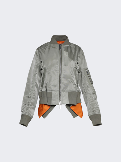 Shop Sacai Nylon Twill Blouson Jacket In Khaki
