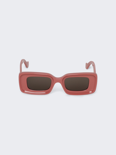 Shop Loewe Rectangular Sunglasses In Shiny Pink