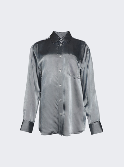 Shop Alexander Wang T Button Up Boyfrined Shirt In Oxford Blue