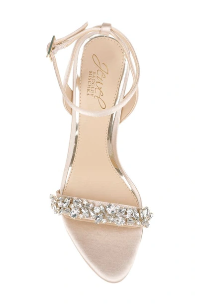 Shop Jewel Badgley Mischka Ojai Crystal Ankle Strap Sandal In Champagne Satin