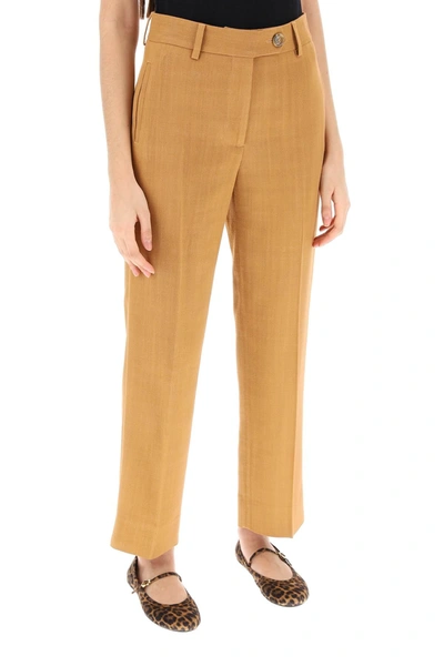 Shop Blazé Milano Santana Peanut Nana Cropped Tailoring Pants In Brown, Orange