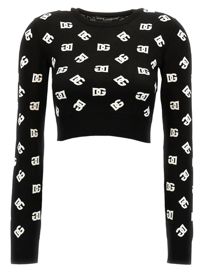 Shop Dolce & Gabbana All Over Logo Sweater Sweater, Cardigans In White/black