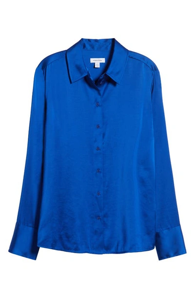 Shop Nordstrom Satin Shirt In Blue Surf