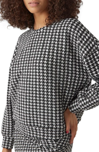 Vero Moda Bena Houndstooth Check Sweatshirt In Black Pattern Snow W