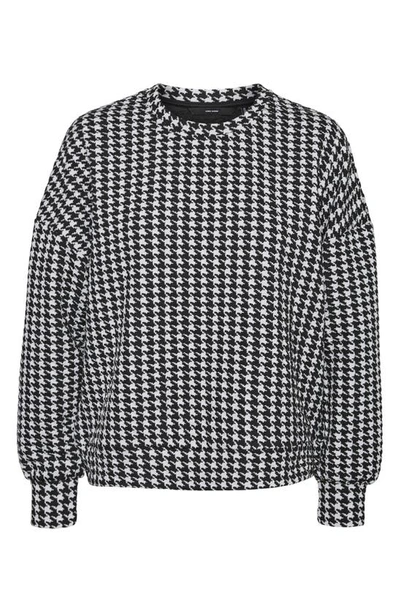 Shop Vero Moda Bena Houndstooth Check Sweatshirt In Black Pattern Snow W
