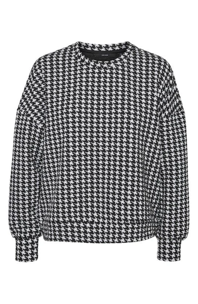 Vero Moda Bena Houndstooth Check Sweatshirt In Black Pattern Snow W