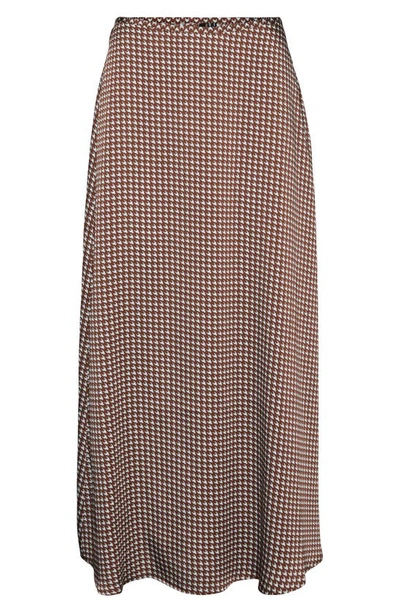 Shop Vero Moda Oli Belinda Houndstooth Check Skirt In Chocolate Fondant