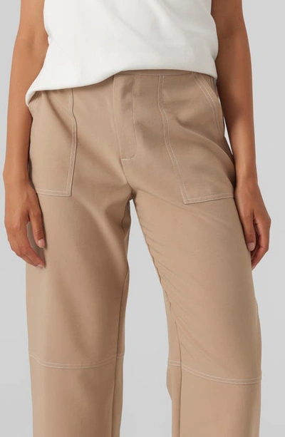 Shop Vero Moda Bora Topstitch Detail Pants In Silver Mink