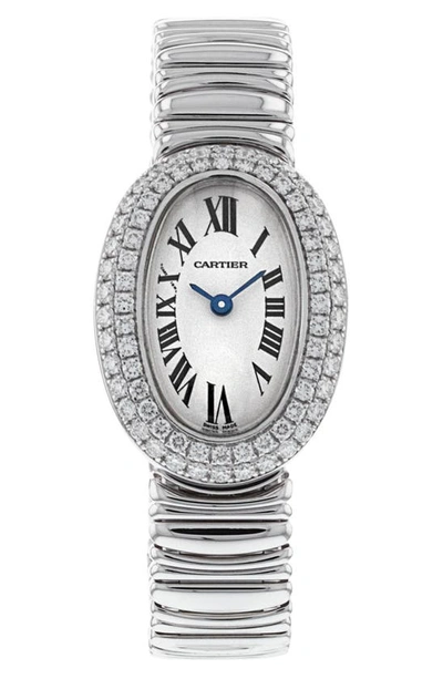 Shop Watchfinder & Co. Cartier  Baignoire Diamond Bracelet Watch, 30mm In Silver