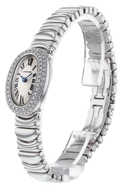 Shop Watchfinder & Co. Cartier  Baignoire Diamond Bracelet Watch, 30mm In Silver