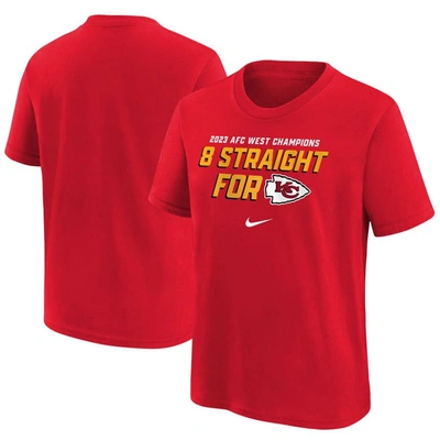 Shop Nike Youth   Red Kansas City Chiefs Eight-time Afc West Division Champions T-shirt