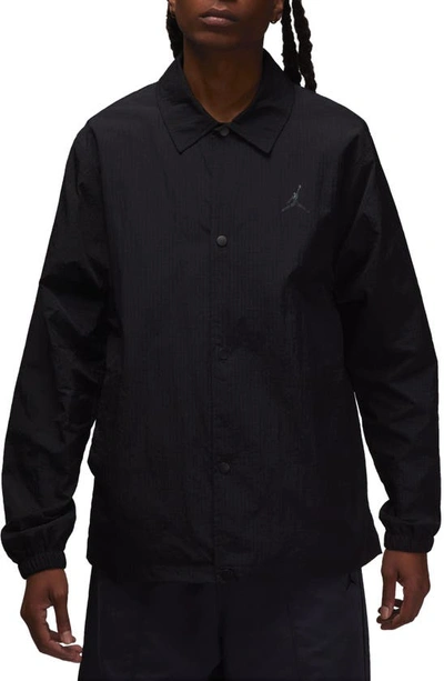 Shop Jordan Nylon Coach's Jacket In Black