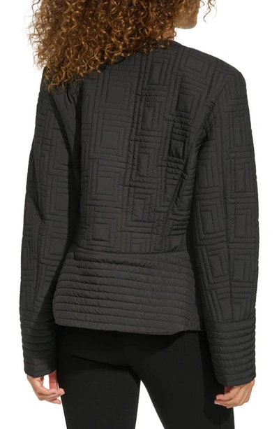 Shop Karl Lagerfeld Geo Quilt Peplum Jacket In Black