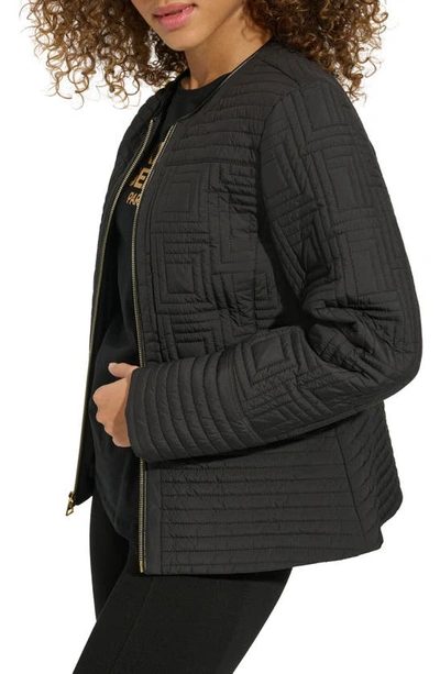 Karl Lagerfeld Geo Quilt Peplum Jacket In Black