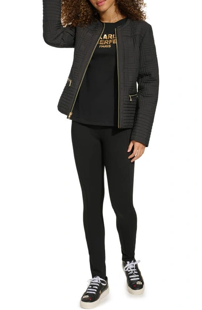 Shop Karl Lagerfeld Geo Quilt Peplum Jacket In Black