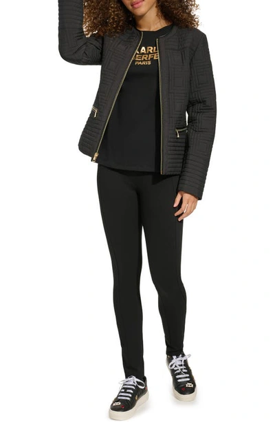 Karl Lagerfeld Geo Quilt Peplum Jacket In Black