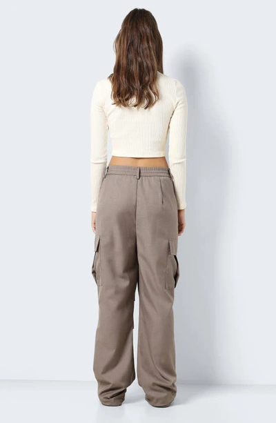Shop Noisy May Madeline Rica Low Rise Cargo Pants In Fossil