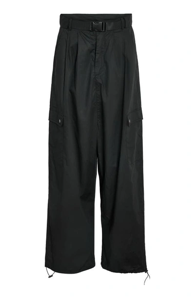 Shop Noisy May Theo High Waist Cargo Parachute Pants In Black