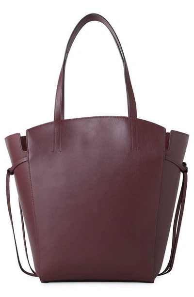 Shop Mulberry Clovelly Calfskin Leather Tote In Black Cherry