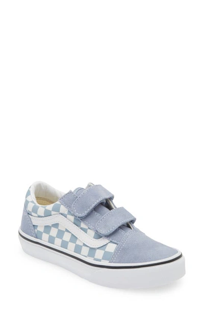 Shop Vans Kids' Old Skool V Sneaker In Color Theory Checkerboard Blue