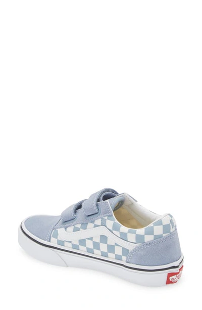 Shop Vans Kids' Old Skool V Sneaker In Color Theory Checkerboard Blue