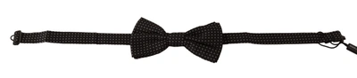 Dolce & Gabbana Black Patterned Adjustable Neck Papillon Bow Tie In Black