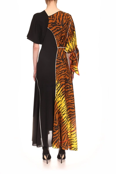Shop Victoria Beckham Asymmetric Silk Midi Dress In Multi