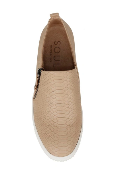 Shop Soul Naturalizer Turner Perforated Slip-on Sneaker In Beige Croco Faux Leather
