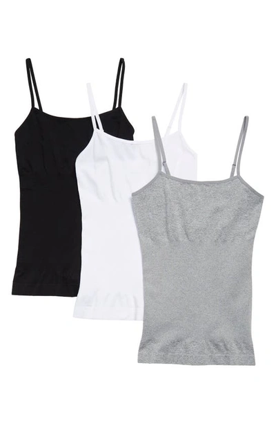 Shop Skinny Girl 3-pack Seamless Shaping Camisoles In Lt Heather/ White/ Black